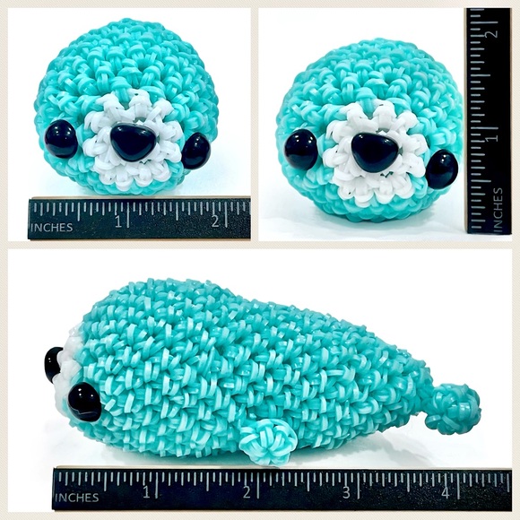 Loomigurumi Kawaii Turquoise Seal Handmade With Love Blue Green - Picture 10 of 10